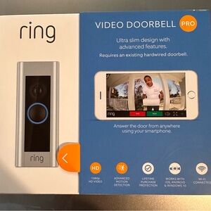 Ring Pro Video Doorbell with Silver and Black Design